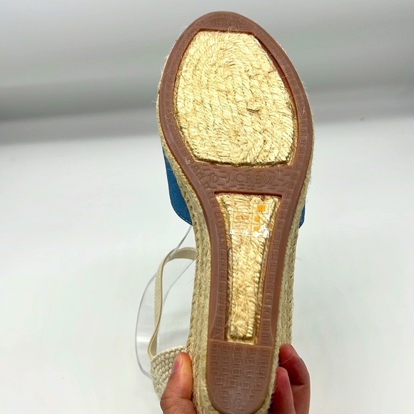 J.Crew - Blue Espadrille Adjustable Ankle Strap Round Toe Comfortable Wedges 10 - Picture 13 of 13
